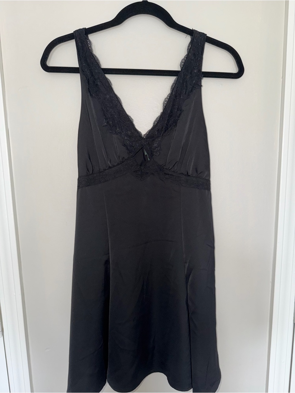 wild fable Black Lace-Trim Slip Mini Dress